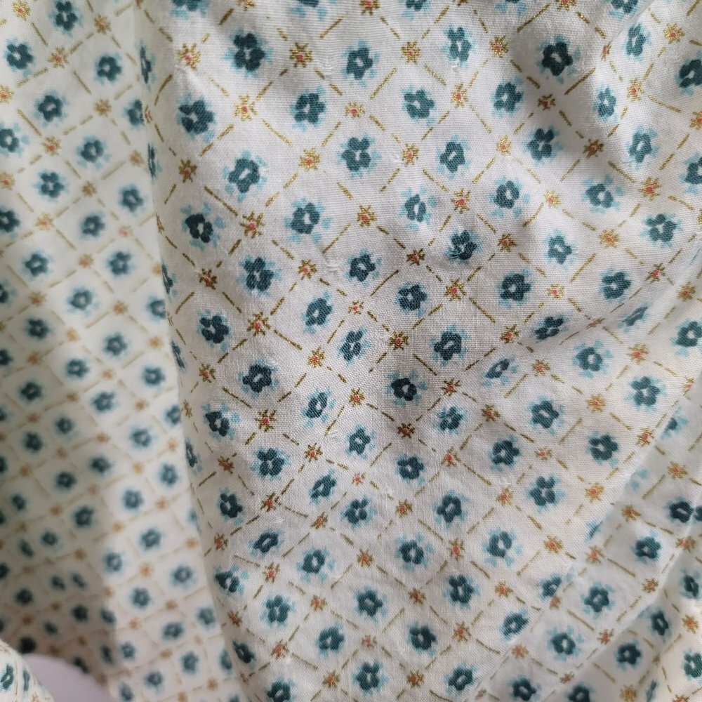 Universal Threads Womens Teal Floral Long Sleeve Tie Front Blouse Size Large - Picture 8 of 14